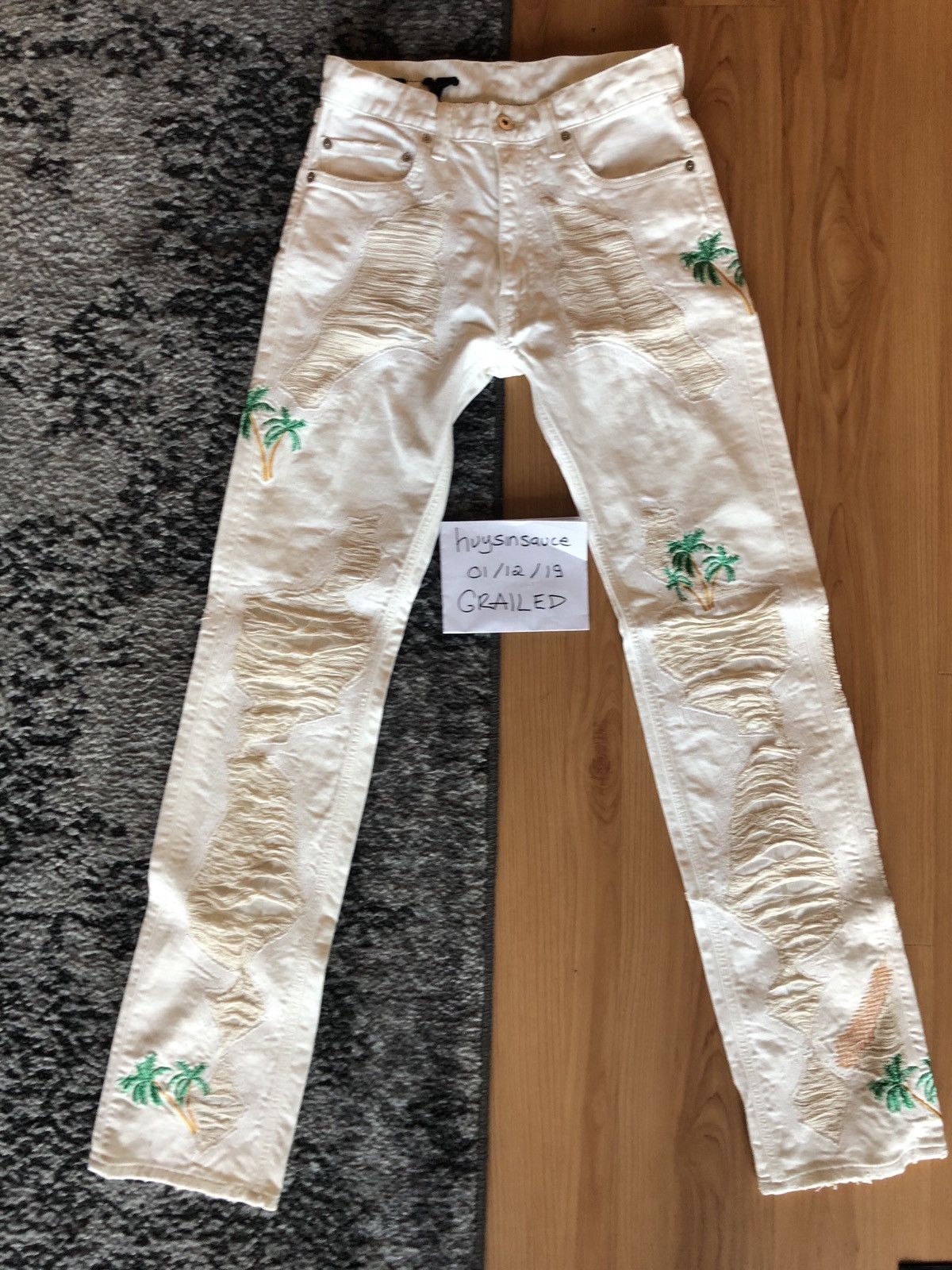 Vlone VLONE RUNWAY White Palm Tree Denim Jeans | Grailed