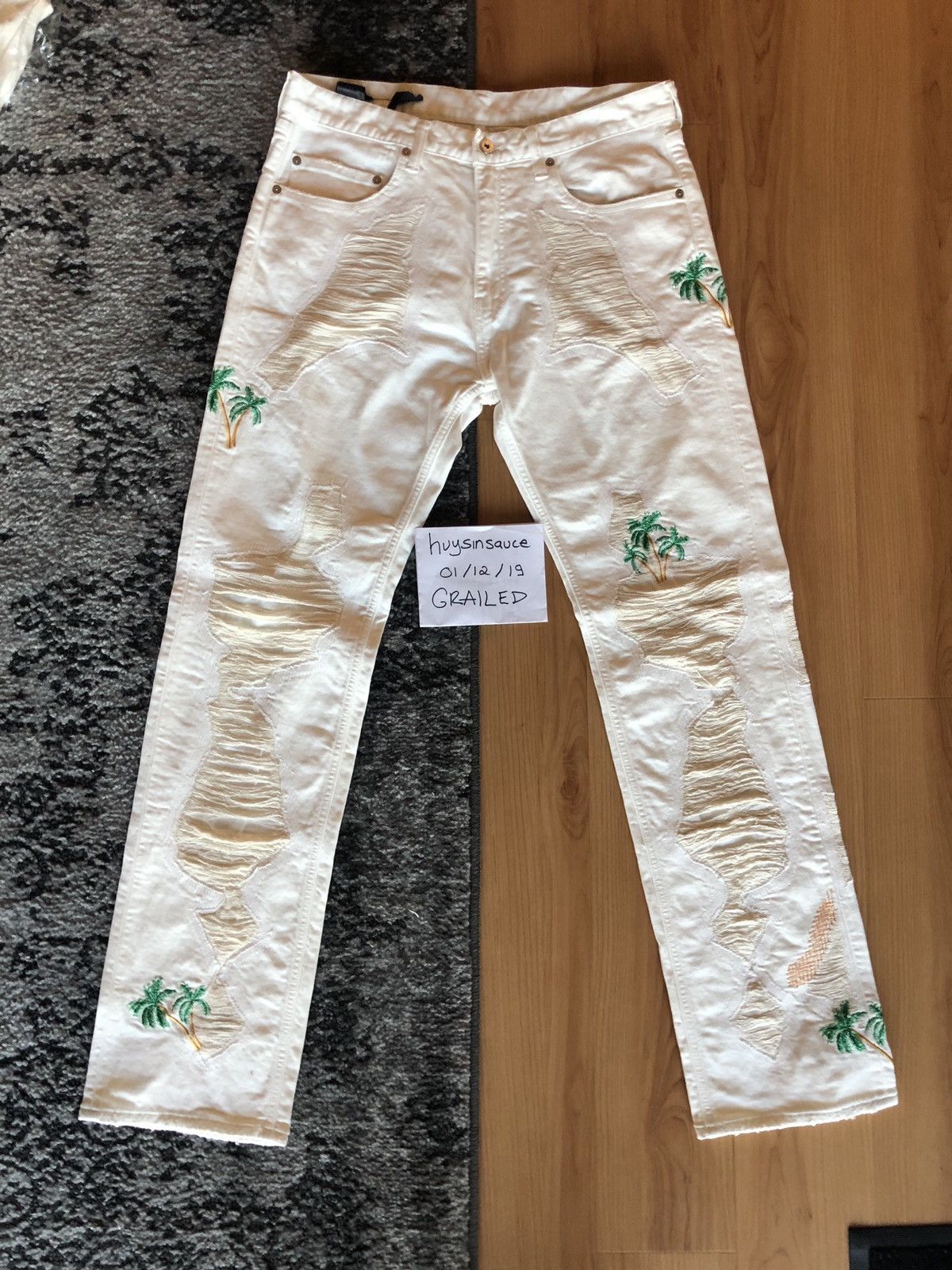 VLONE RUNWAY White Palm Tree Denim Jeans
