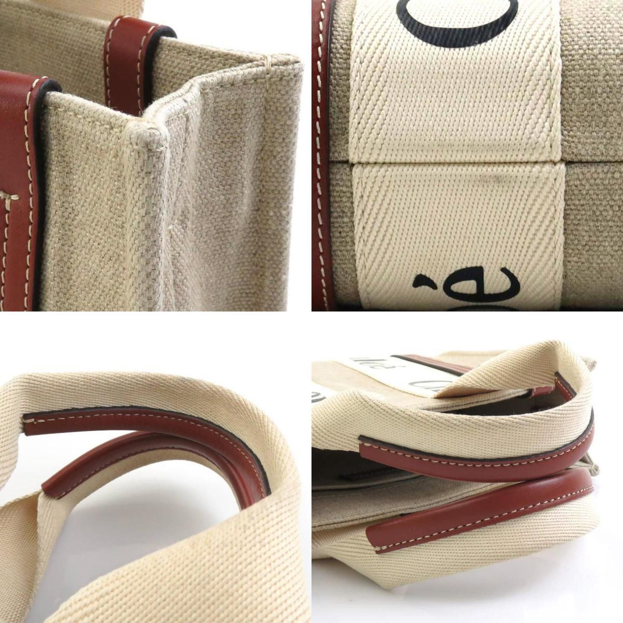 Chloe Chloé Chloe Handbag Shoulder Bag WOODY Small Canvas Leather Beige x Brown Women's h31004g Size ONE SIZE - 4 Thumbnail