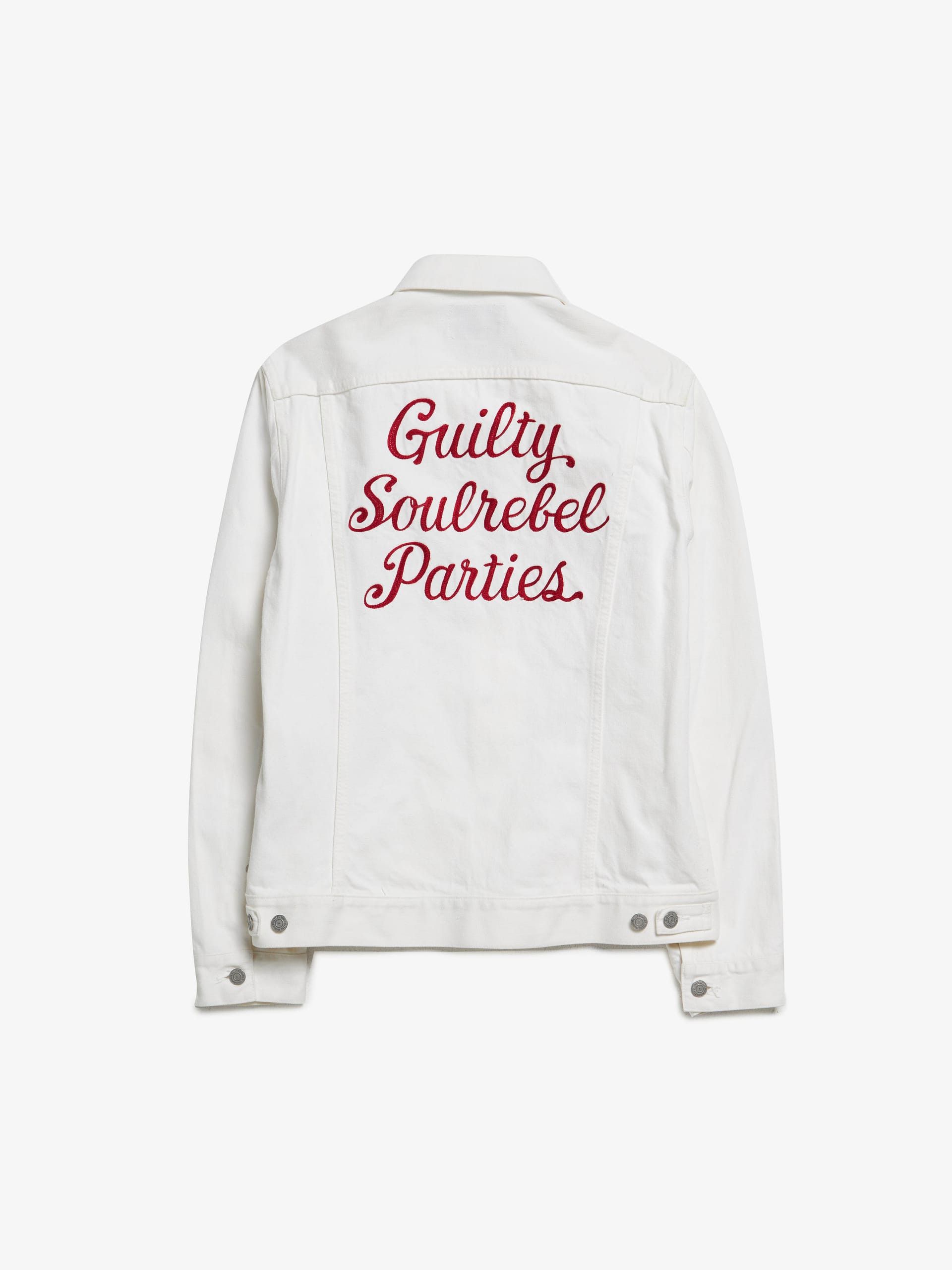 Wacko Maria Ivory Back Red Printed Denim Jacket Size US XL / EU 56 / 4 - 2 Thumbnail
