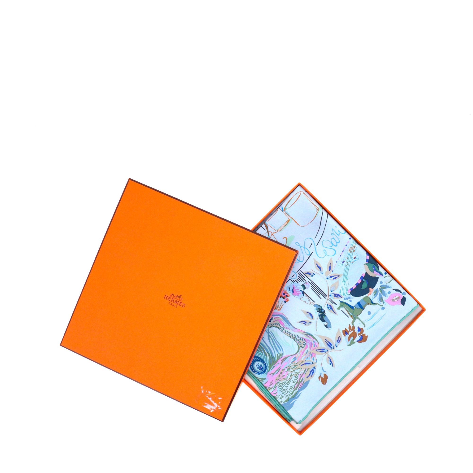 Hermes HERMÈS - Carré 90 Emile Et Une Nuit Hermès in pastel blue silk Size ONE SIZE - 4 Thumbnail