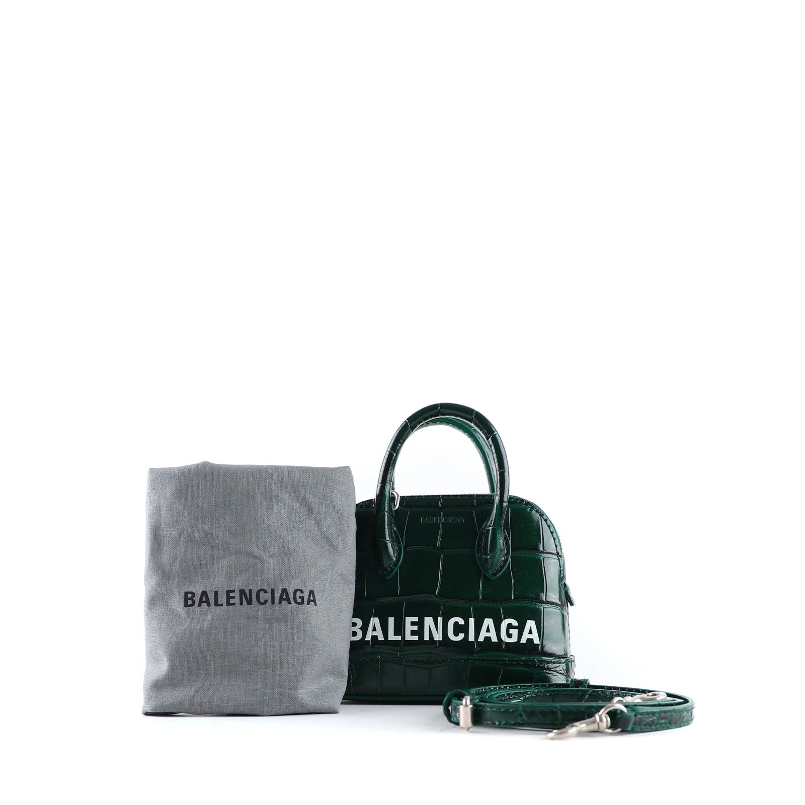Balenciaga BALENCIAGA - Balenciaga Ville mini shoulder bag in green crocodile-embossed leather Size ONE SIZE - 7 Thumbnail