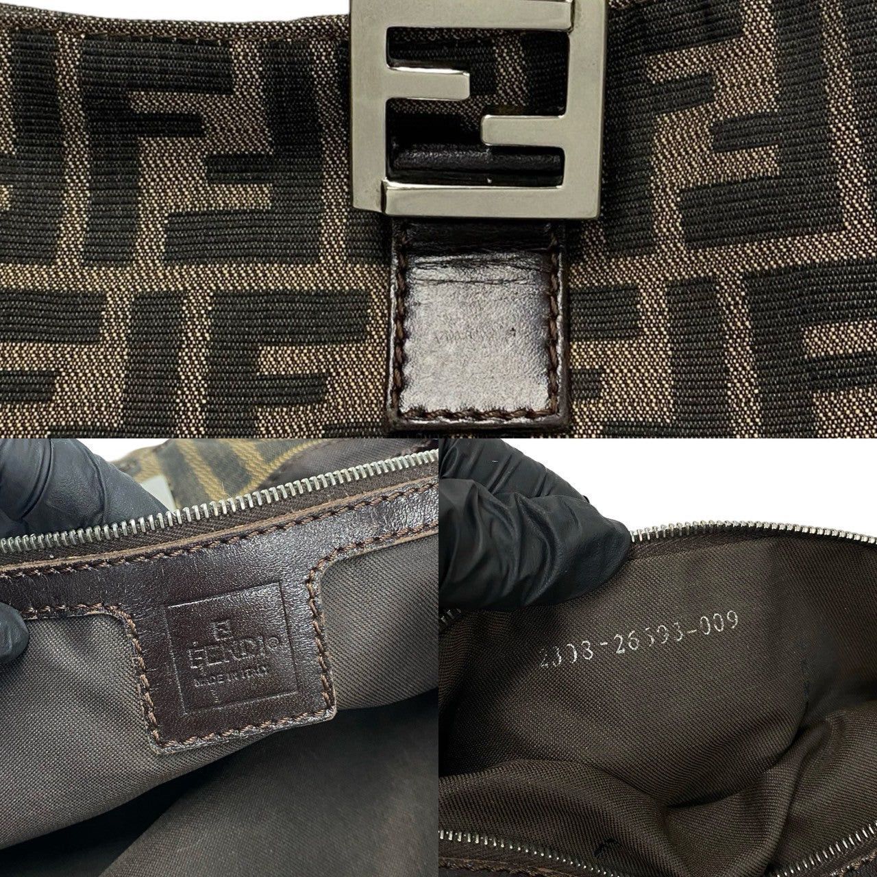 Fendi Fendi Handbag Brown Cotton Size ONE SIZE - 3 Thumbnail