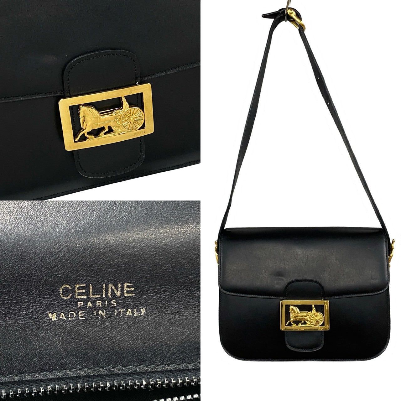 Celine Celine Shoulder Bag Black Leather Size ONE SIZE - 3 Thumbnail