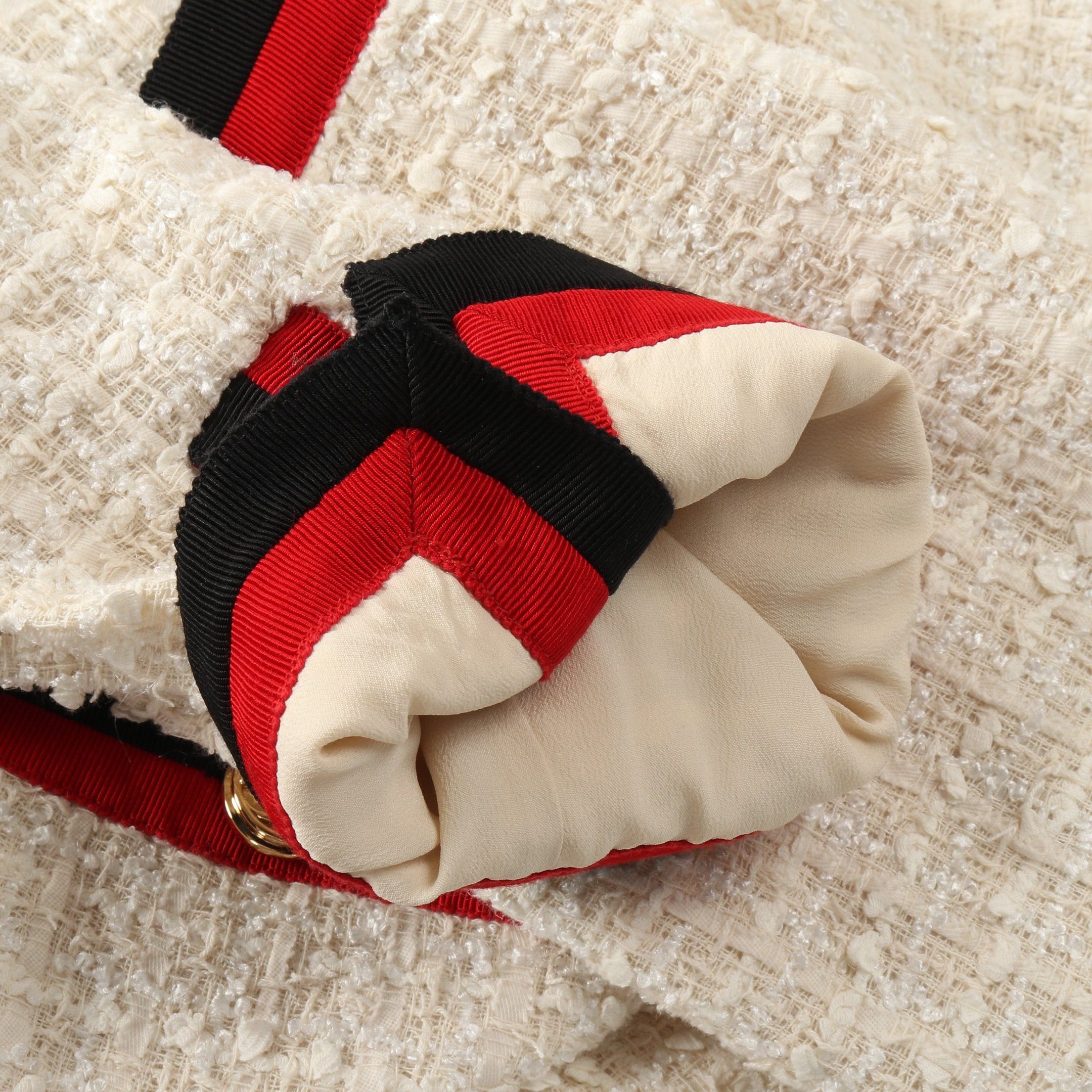 Gucci Gucci Sherry Line One Piece Front Button Tweed Light Beige Red Black Size ONE SIZE - 7 Thumbnail