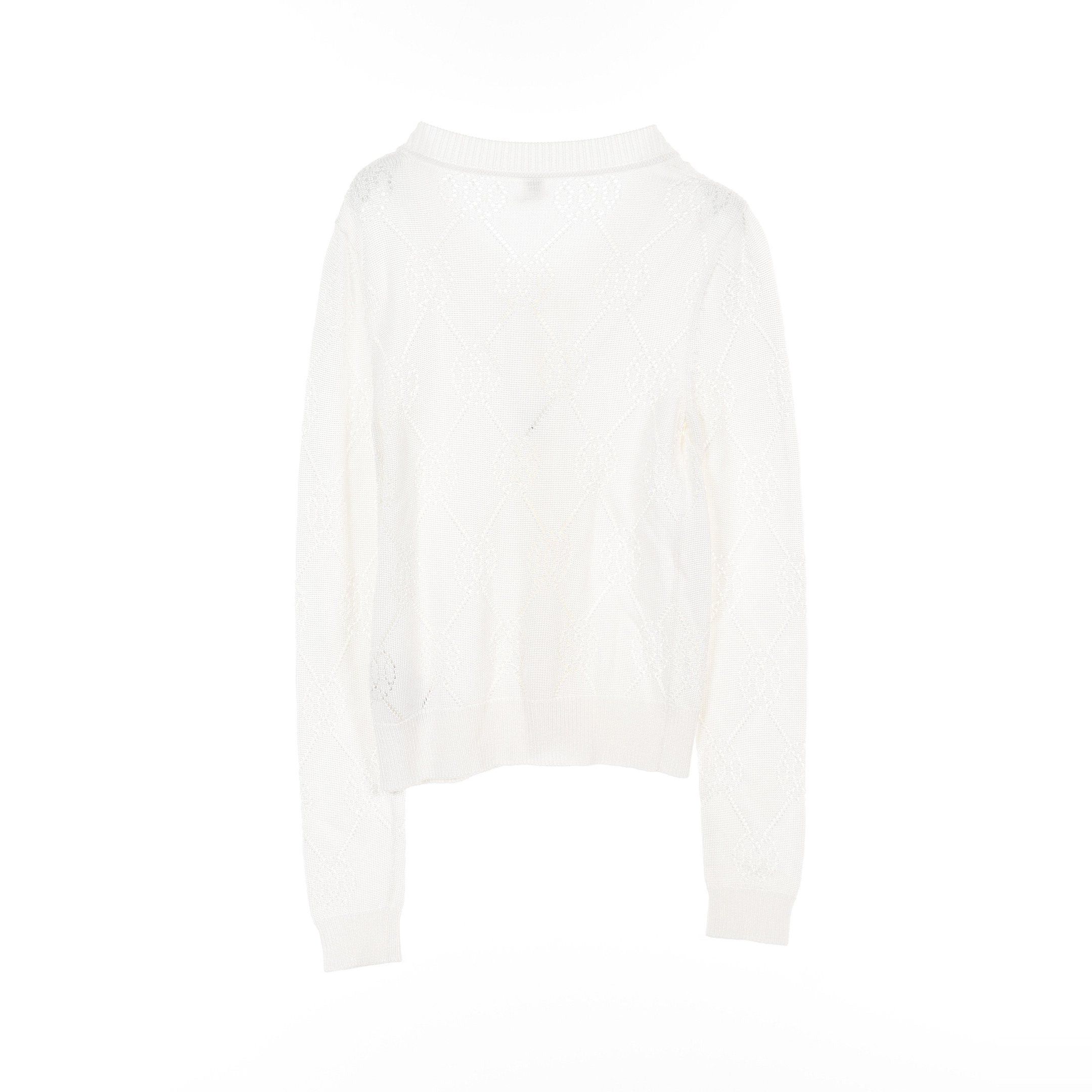 Hermes Hermes H Lift Serie Button Cardigan Rayon Cotton White Size ONE SIZE - 2 Thumbnail
