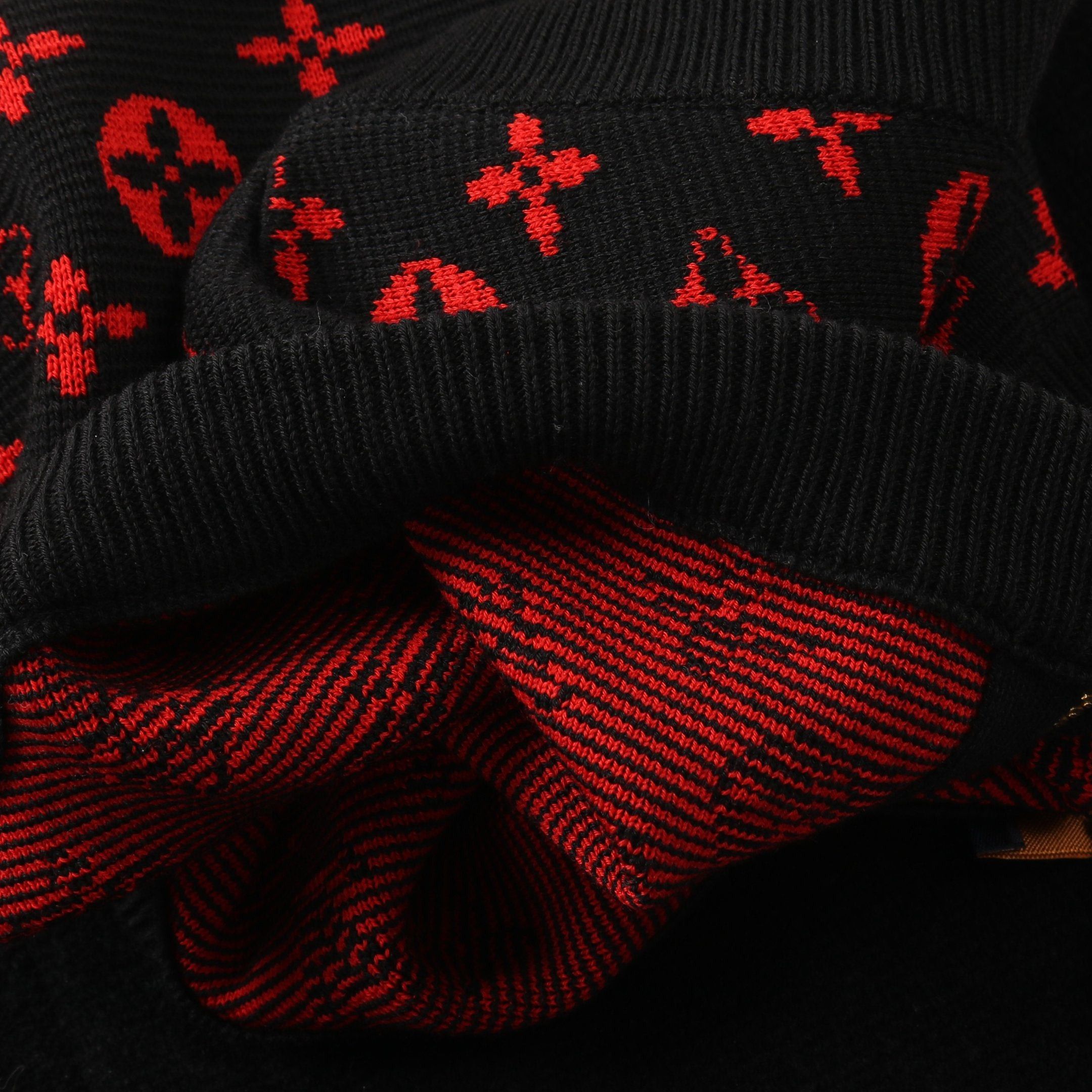 Louis Vuitton Louis Vuitton Monogram One Piece No Sleeve Wool Cotton Silk Black Red Size ONE SIZE - 7 Thumbnail