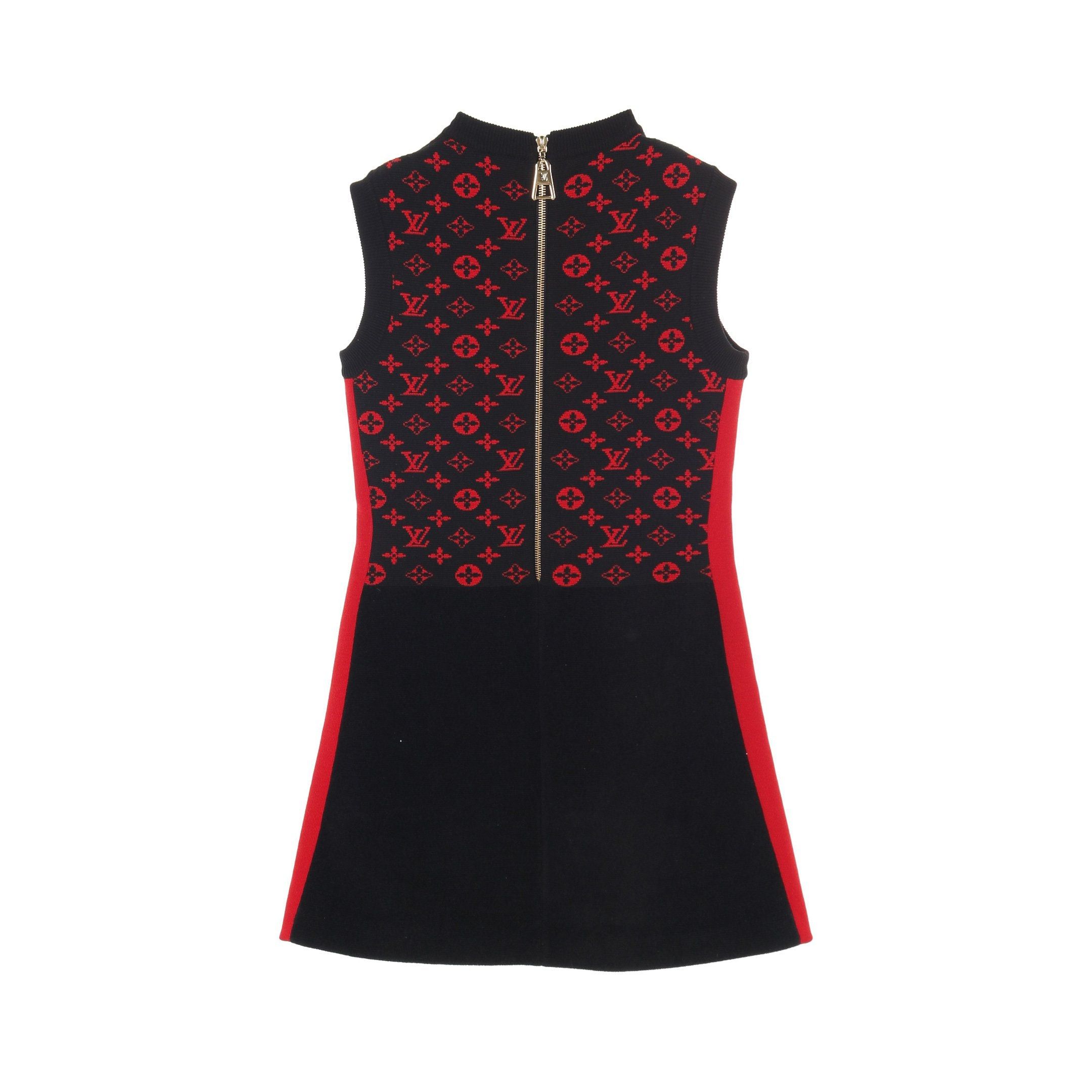 Louis Vuitton Louis Vuitton Monogram One Piece No Sleeve Wool Cotton Silk Black Red Size ONE SIZE - 2 Thumbnail