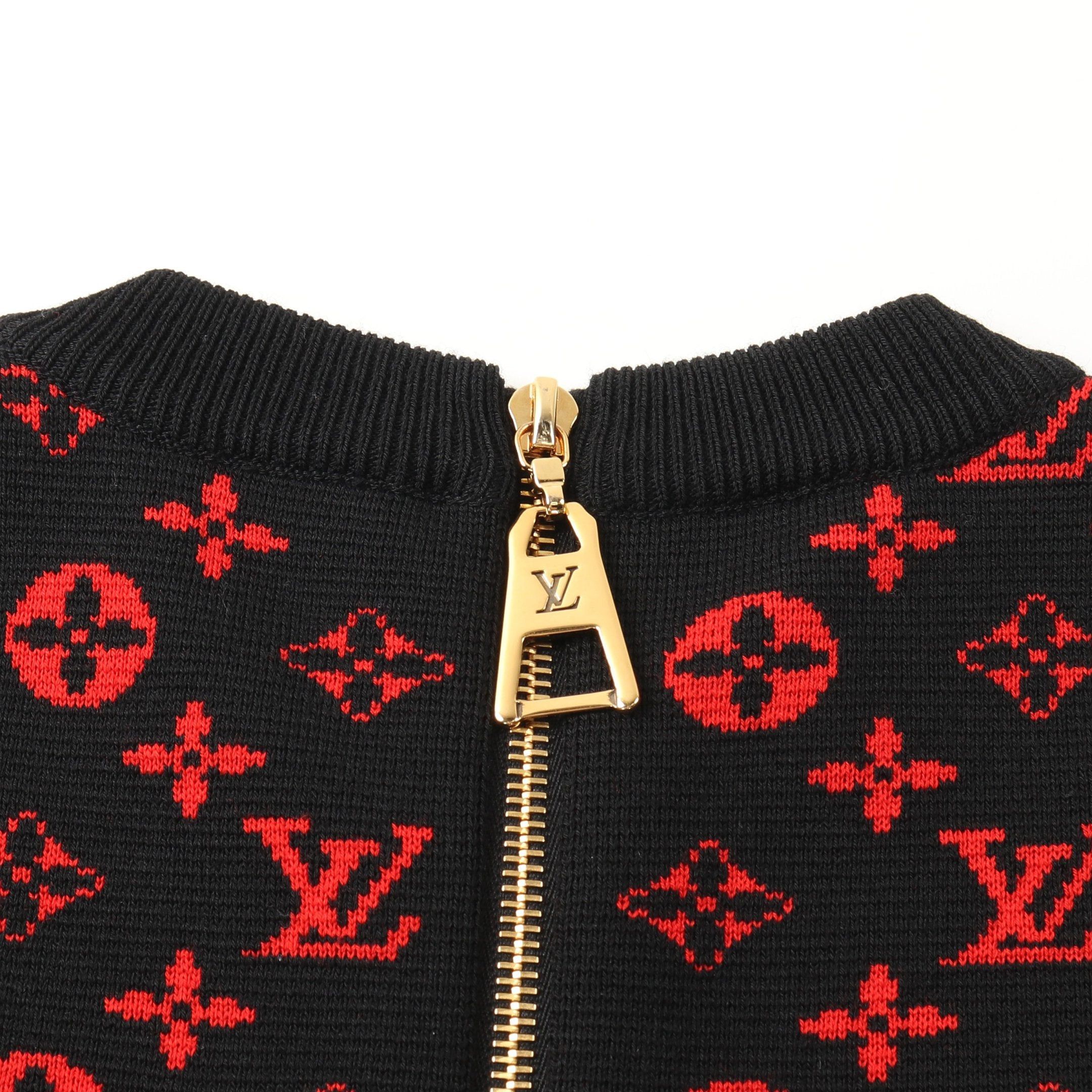 Louis Vuitton Louis Vuitton Monogram One Piece No Sleeve Wool Cotton Silk Black Red Size ONE SIZE - 6 Thumbnail