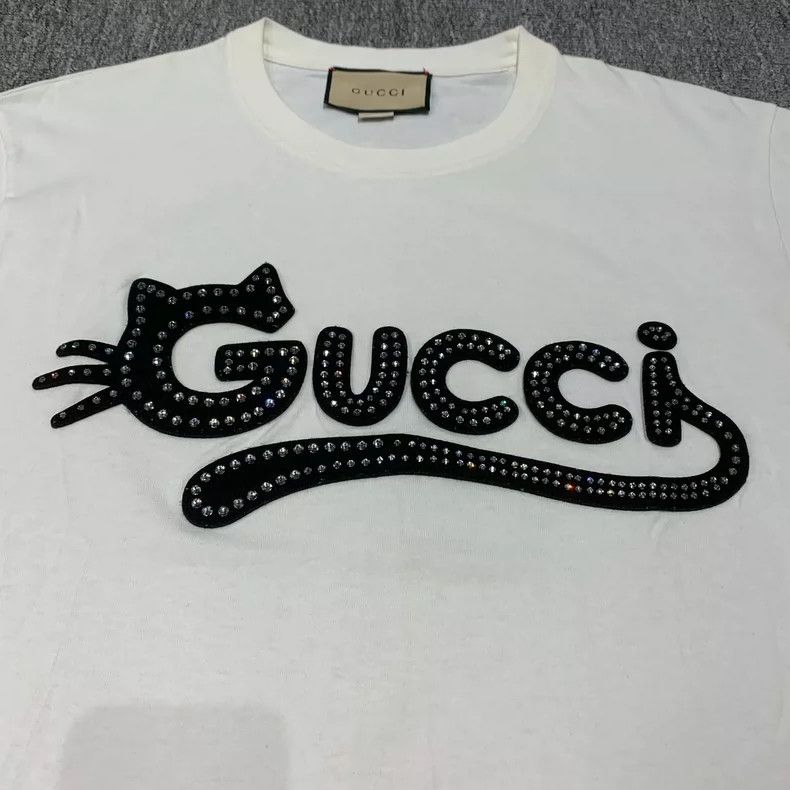 Gucci Gucci White Cat Letter Short Sleeve T-Shirt-yf Size US M / EU 48-50 / 2 - 5 Thumbnail