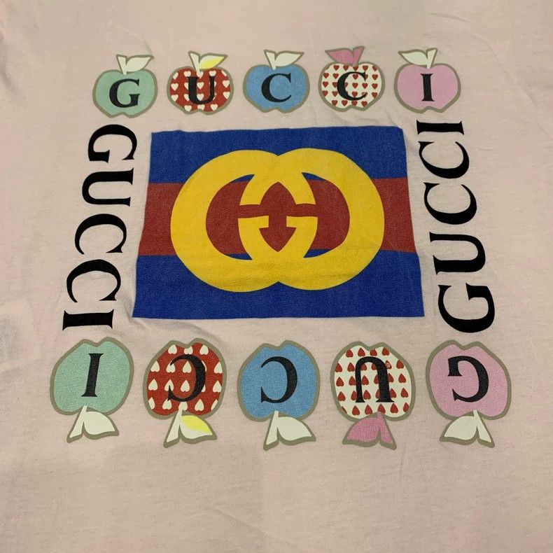 Gucci Gucci Pink Double G Apple Print Short Sleeve-yf Size US S / EU 44-46 / 1 - 5 Thumbnail