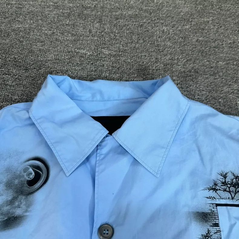 Prada Prada Blue Short Sleeve Floral Shirt-yf Size US L / EU 52-54 / 3 - 3 Thumbnail