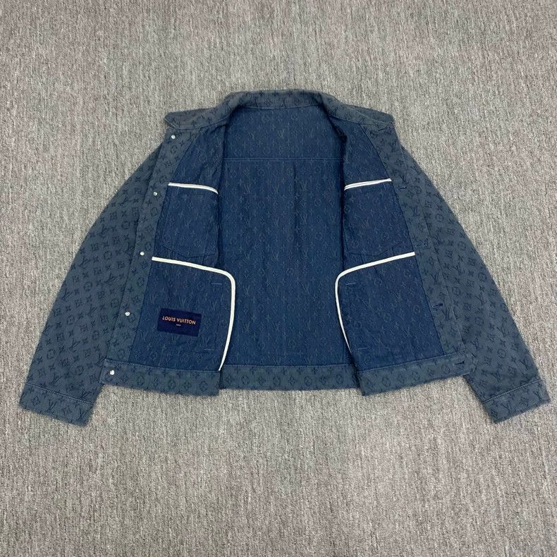 Louis Vuitton Blue Denim Jacket with Logo Print-yf Size US L / EU 52-54 / 3 - 3 Thumbnail