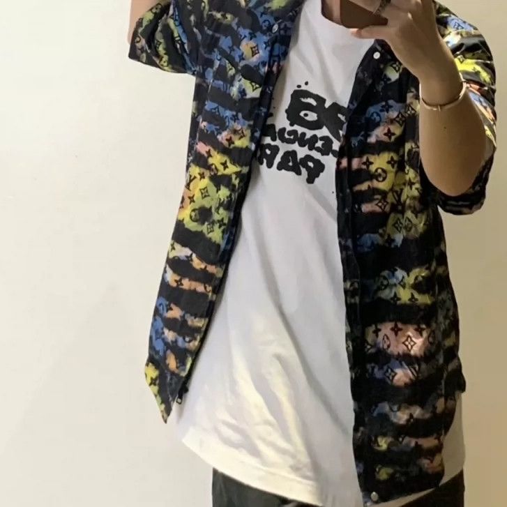 Louis Vuitton Black Tie-Dye Zip Up Denim Shirt-yf Size US M / EU 48-50 / 2 - 7 Thumbnail
