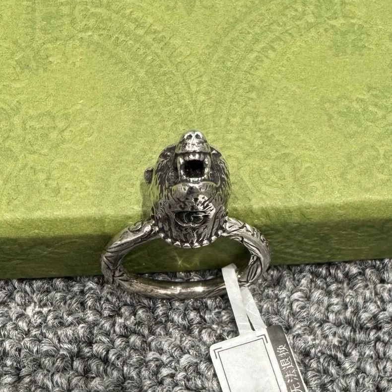 Gucci GUCCI 925 Silver Wolf Head Ring Necklace-yf Size ONE SIZE - 4 Thumbnail