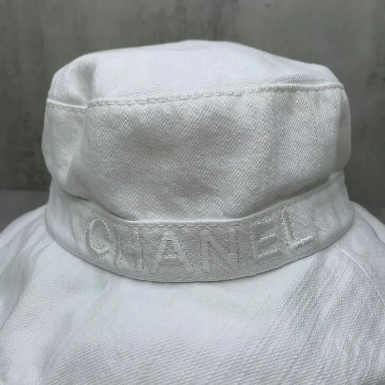 Chanel CHANEL White Denim Fisherman Bucket Hat-yf Size ONE SIZE - 4 Thumbnail