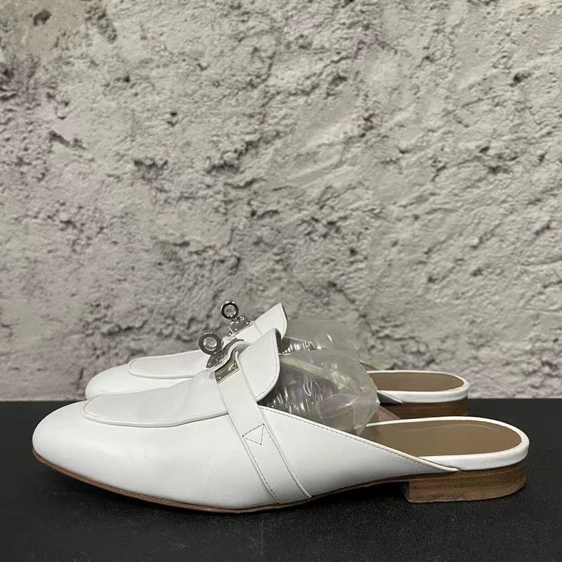 Hermes Hermes Kelly Mules in White Size 35.5-yf Size US 5.5 / EU 38 - 2 Thumbnail