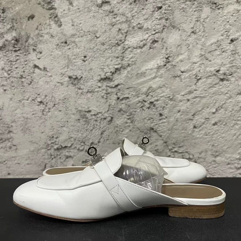 Hermes Hermes Kelly Mules in White Size 35.5-yf Size US 5.5 / EU 38 - 5 Thumbnail