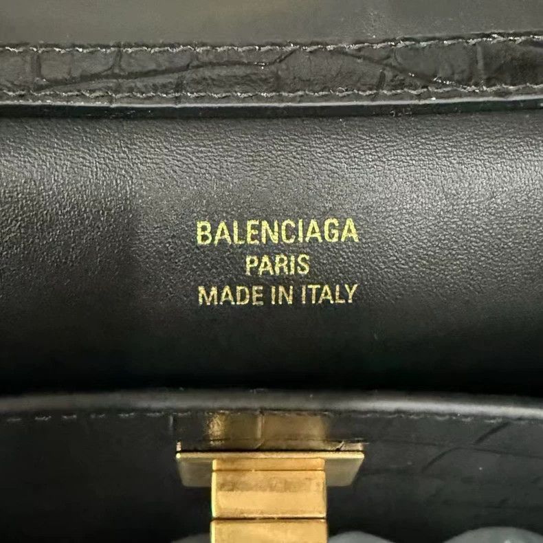 Balenciaga Balenciaga Black Gold Crocodile Texture Handbag-yf Size ONE SIZE - 8 Thumbnail