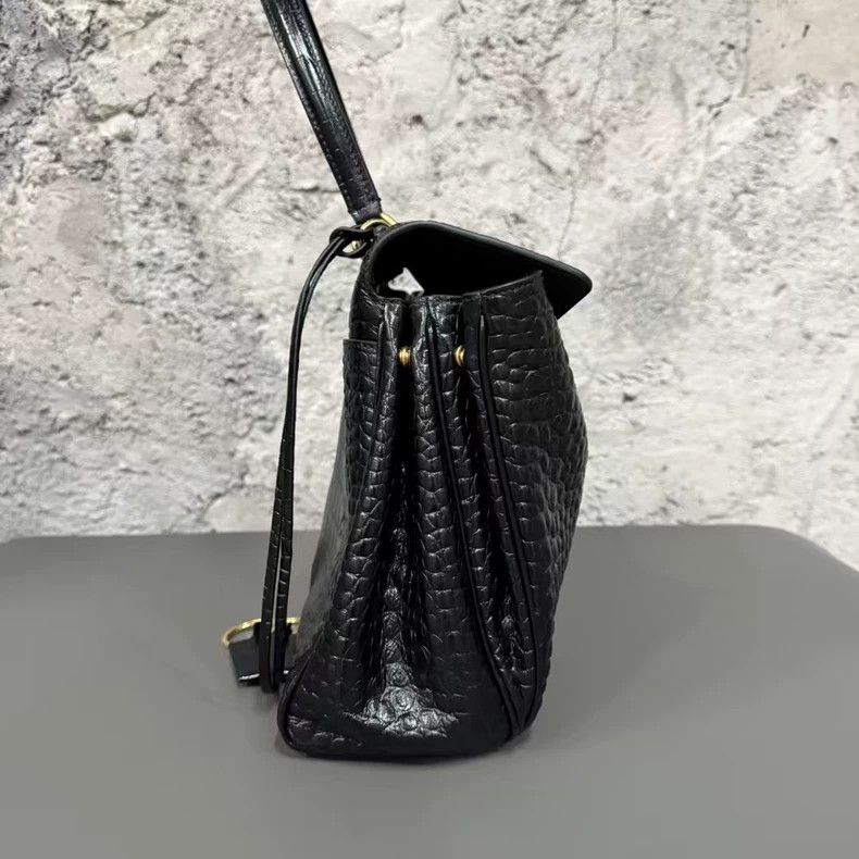 Balenciaga Balenciaga Black Gold Crocodile Texture Handbag-yf Size ONE SIZE - 5 Thumbnail