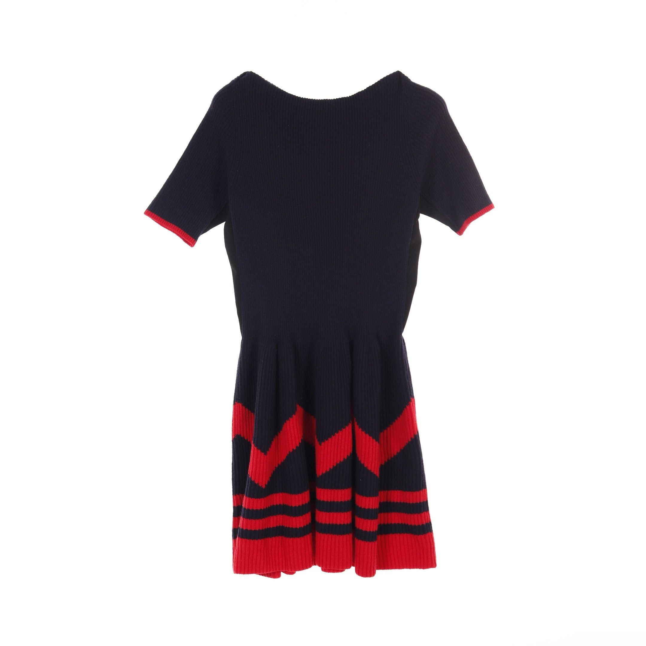 Louis Vuitton Louis Vuitton Knit Dress Wool Cashmere Dark Navy Red Black Size ONE SIZE - 2 Thumbnail