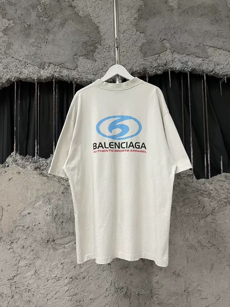 Balenciaga Balenciaga Blue White Sports Short Sleeve Shirt-yf Size US S / EU 44-46 / 1 - 2 Thumbnail