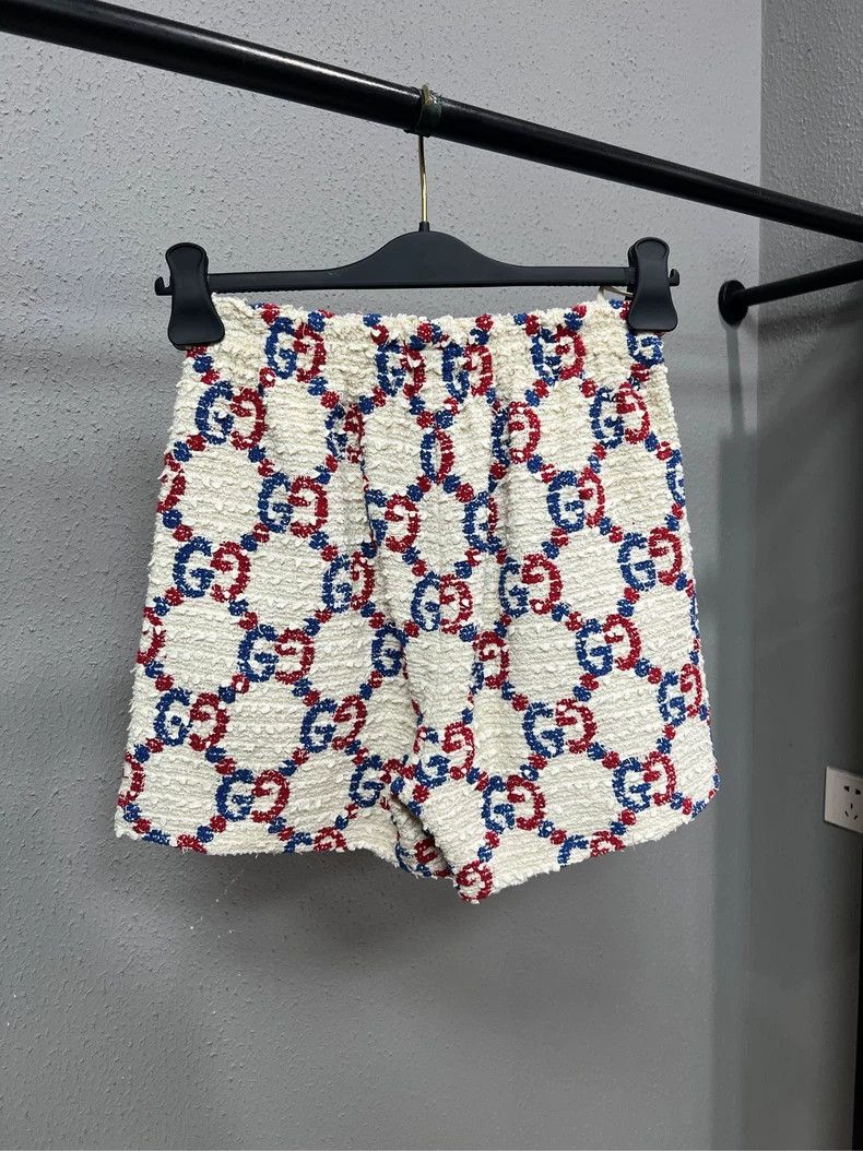 Gucci Gucci Red Blue Logo Tweed Shorts-yf Size US 38 / EU 54 - 2 Thumbnail