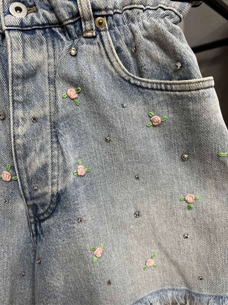 Miu Miu MiuMiu Embellished Denim Shorts New-yf Size US 27 - 3 Thumbnail