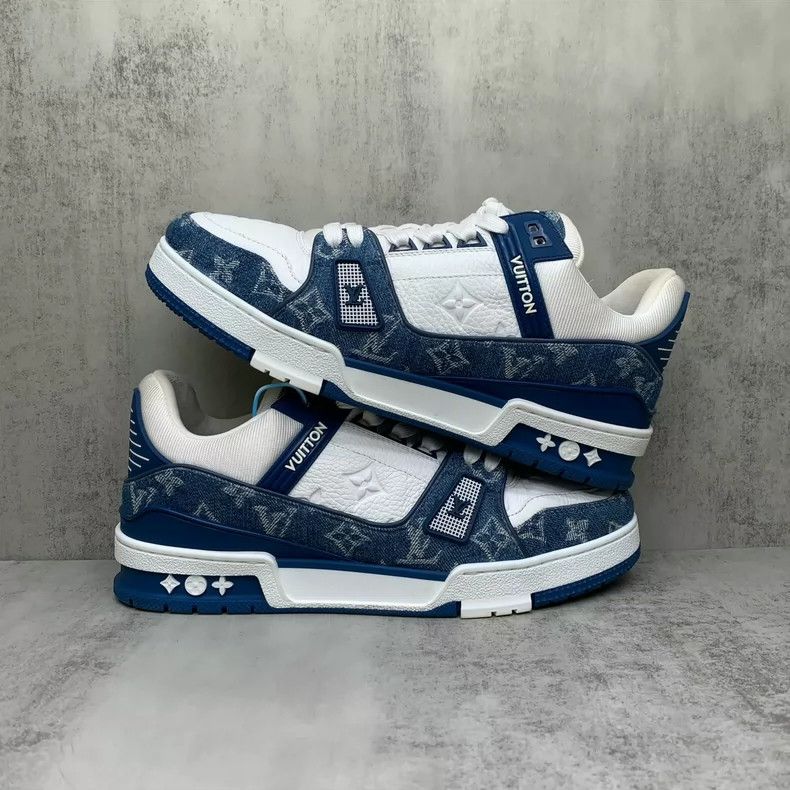 Louis Vuitton Lv Trainer Blue and White Sneakers-yf Size US 7.5 / EU 40-41 - 2 Thumbnail