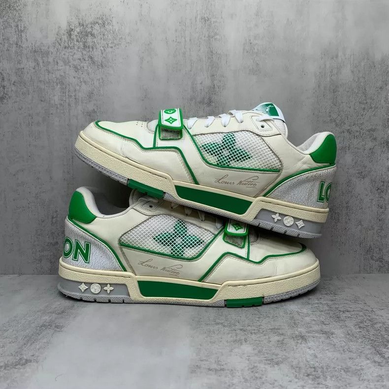 Louis Vuitton Lv Trainer White Green Velcro Sneakers-yf Size US 7 / EU 40 - 9 Thumbnail