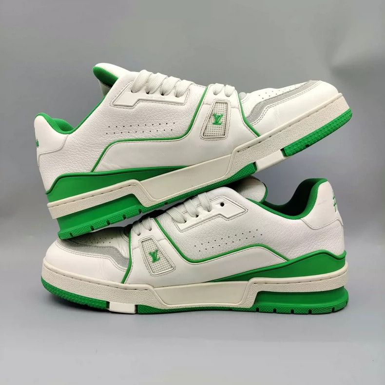 Louis Vuitton LV Trainer Shoes in White and Green-yf Size US 8.5 / EU 41-42 - 2 Thumbnail