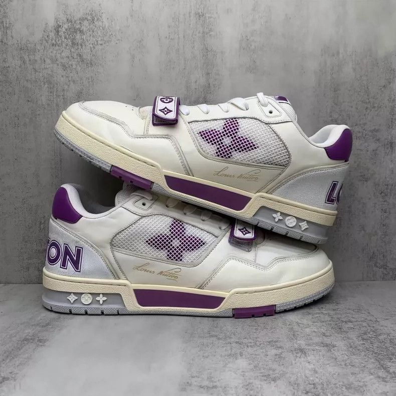 Louis Vuitton LV Trainer Sneakers White Purple Velcro Shoes-yf Size US 9 / EU 42 - 2 Thumbnail