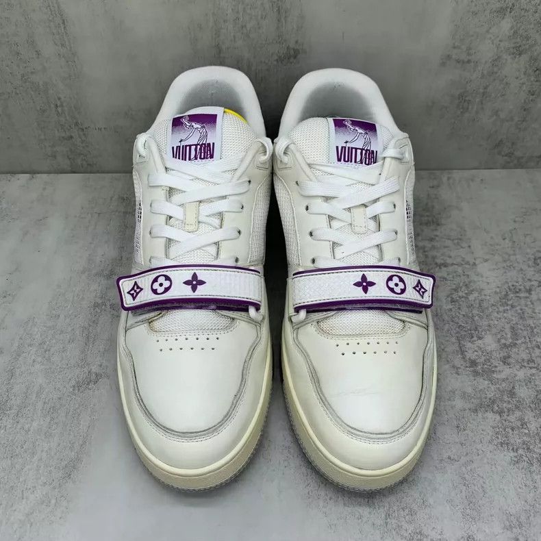 Louis Vuitton LV Trainer Sneakers White Purple Velcro Shoes-yf Size US 9 / EU 42 - 4 Thumbnail
