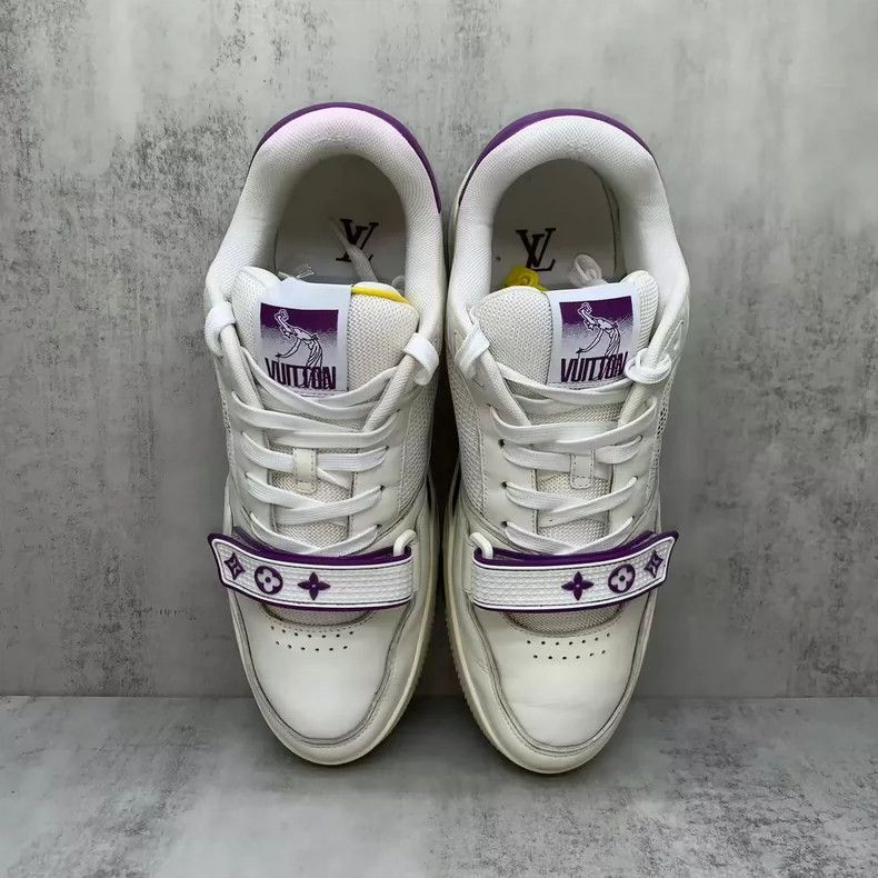 Louis Vuitton LV Trainer Sneakers White Purple Velcro Shoes-yf Size US 9 / EU 42 - 6 Thumbnail