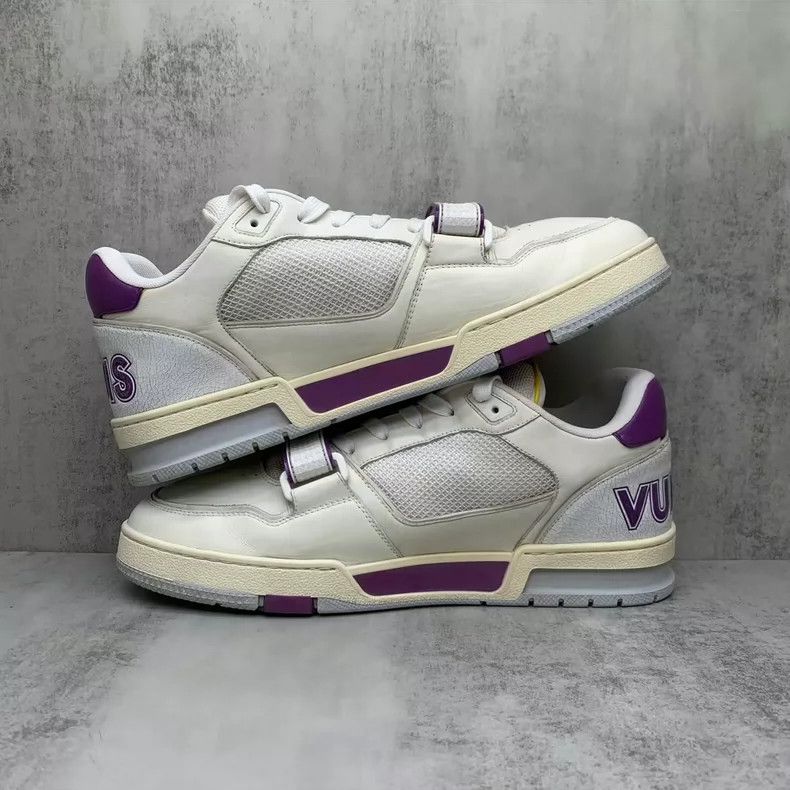 Louis Vuitton LV Trainer Sneakers White Purple Velcro Shoes-yf Size US 9 / EU 42 - 3 Thumbnail