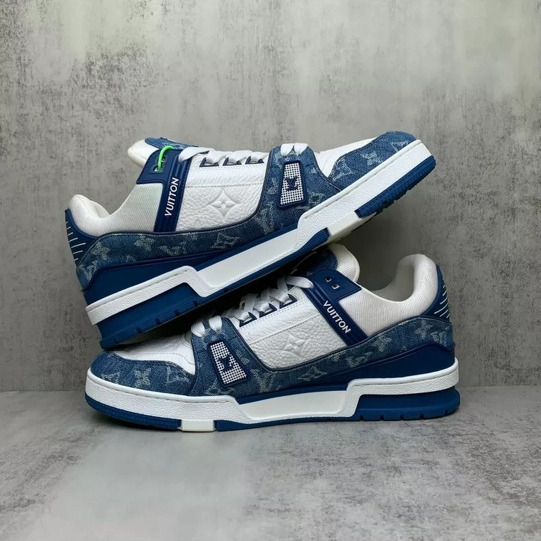 Louis Vuitton Louis Vuitton White Blue Denim Sneakers-yf Size US 9 / EU 42 - 3 Thumbnail