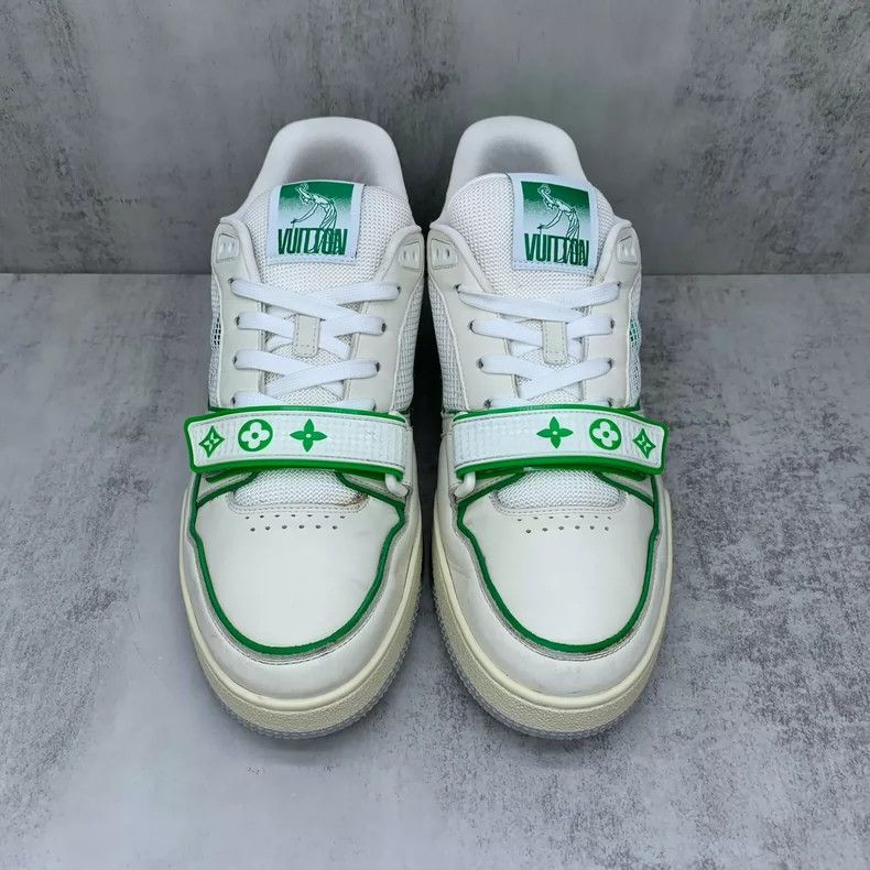 Louis Vuitton Trainer Lv White Green Velcro Sneakers Size 7.5-yf Size US 7.5 / EU 40-41 - 4 Thumbnail