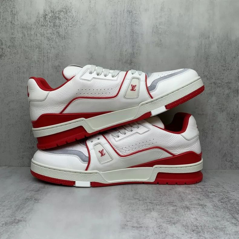 Louis Vuitton Louis Vuitton Trainer Sneakers in White and Red-yf Size US 9 / EU 42 - 3 Thumbnail