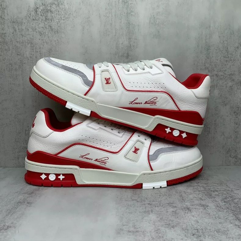 Louis Vuitton Louis Vuitton Trainer Sneakers in White and Red-yf Size US 9 / EU 42 - 2 Thumbnail