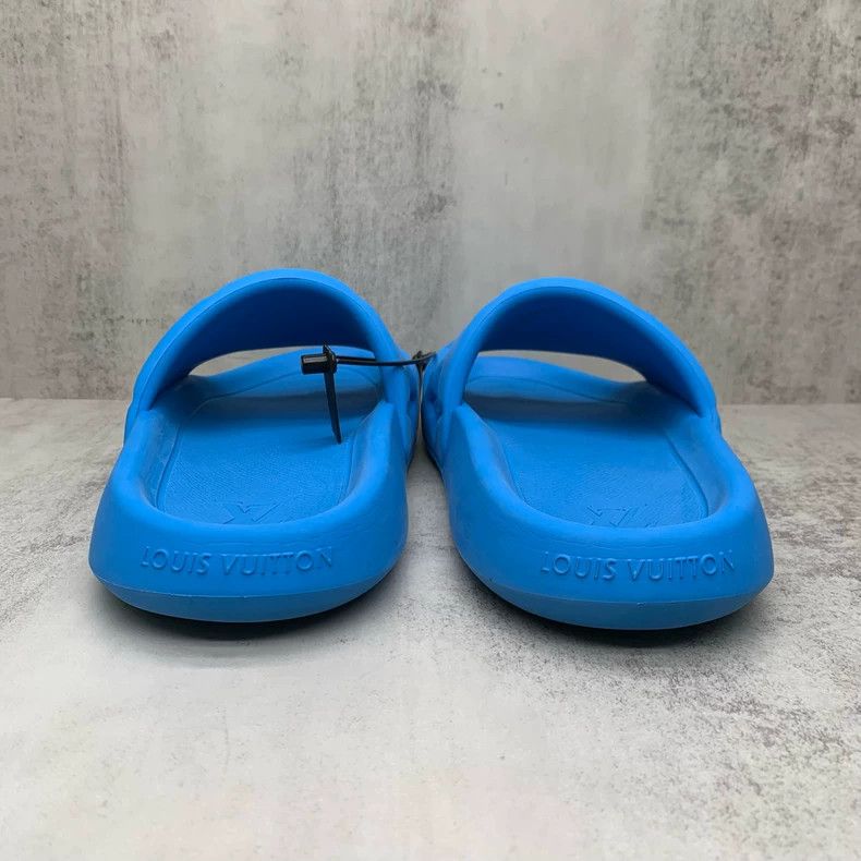 Louis Vuitton Blue LV Embossed Slide Sandals Size 42-yf Size US 8 / EU 41 - 5 Thumbnail