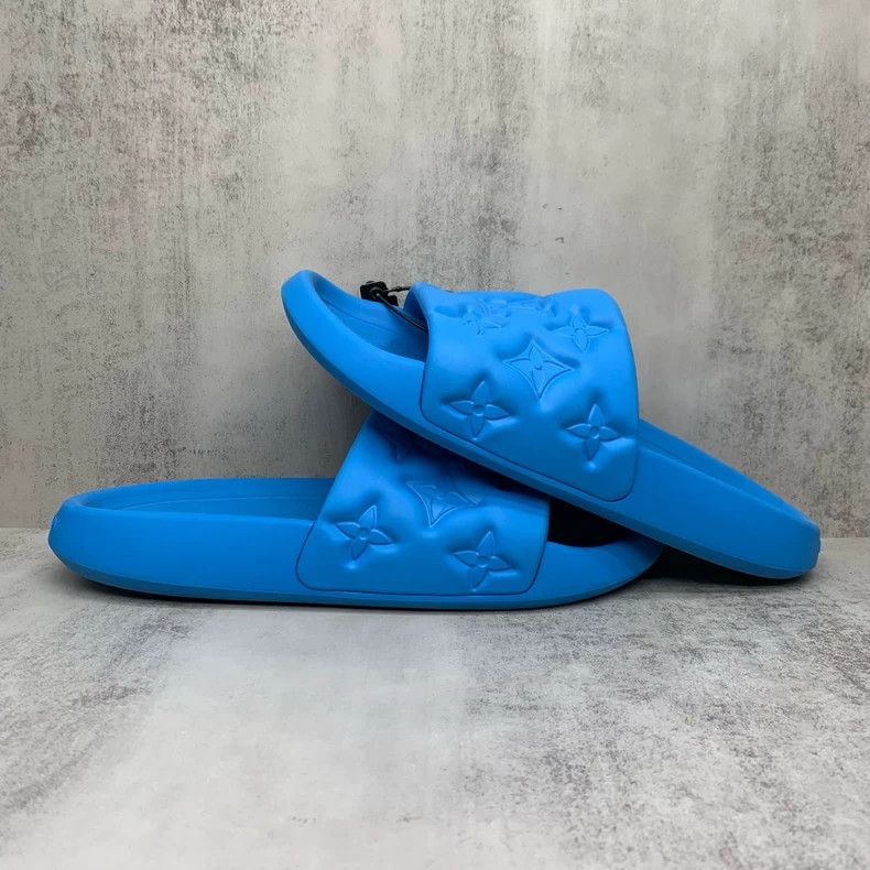 Louis Vuitton Blue LV Embossed Slide Sandals Size 42-yf Size US 8 / EU 41 - 2 Thumbnail