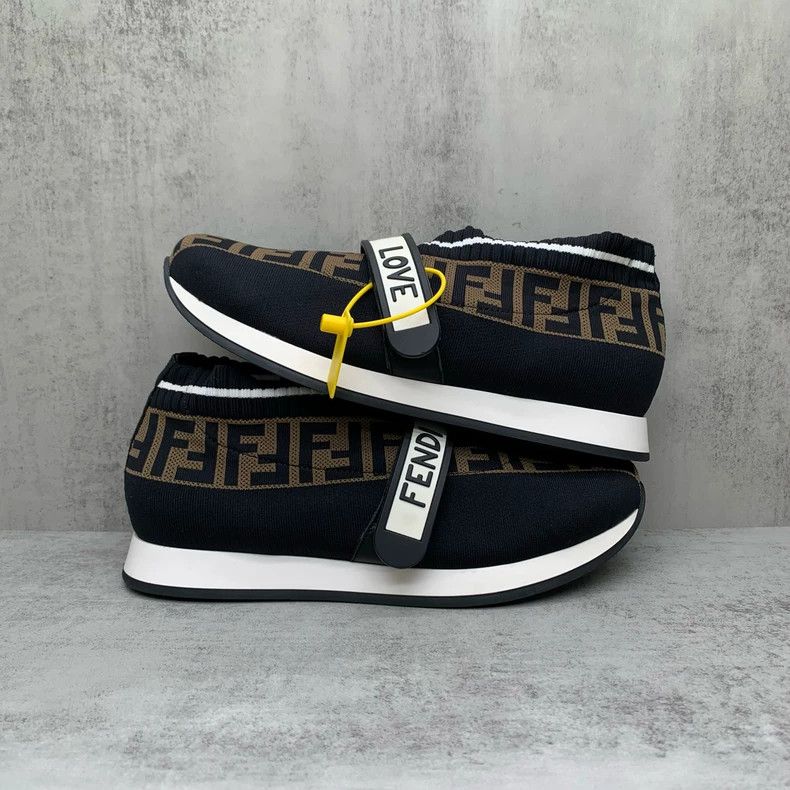 Fendi Fendi Black Logo Braided Sock Sneakers-yf Size US 8 / EU 41 - 2 Thumbnail