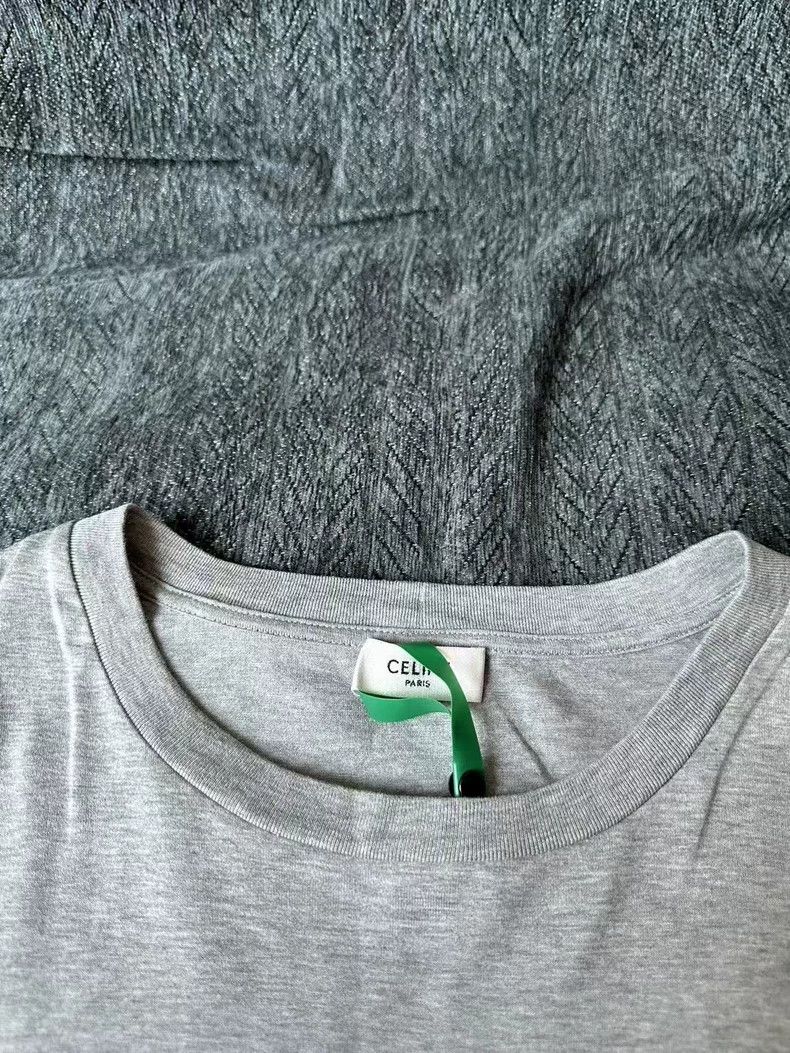 Celine Celine Gray T-Shirt with Embroidery-yf Size US M / EU 48-50 / 2 - 3 Thumbnail