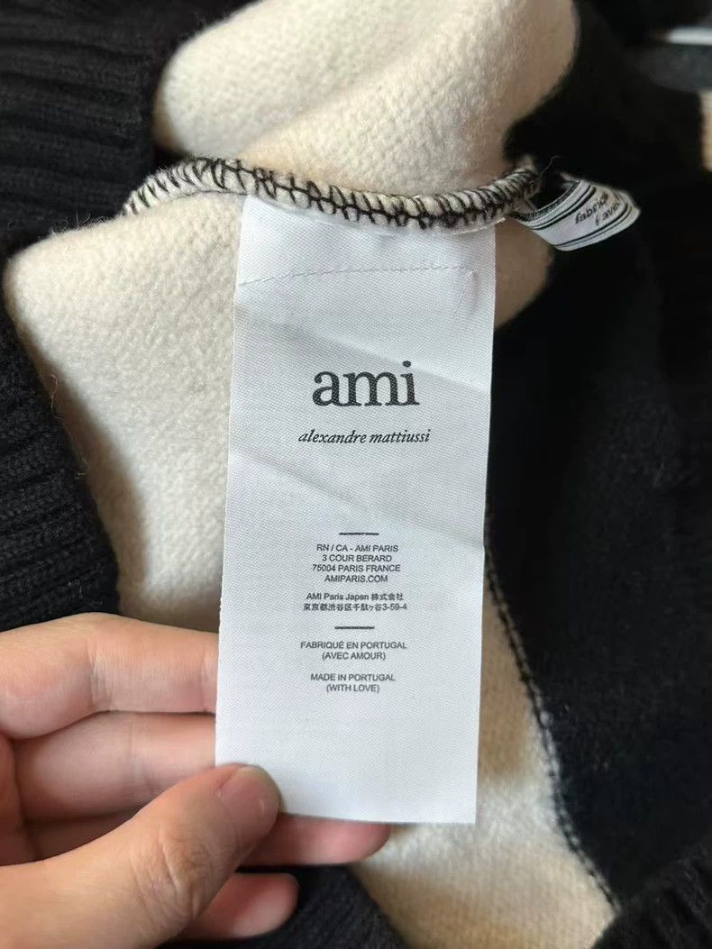 AMI Striped Turtleneck Sweater with Heart Design-yf Size US M / EU 48-50 / 2 - 4 Thumbnail