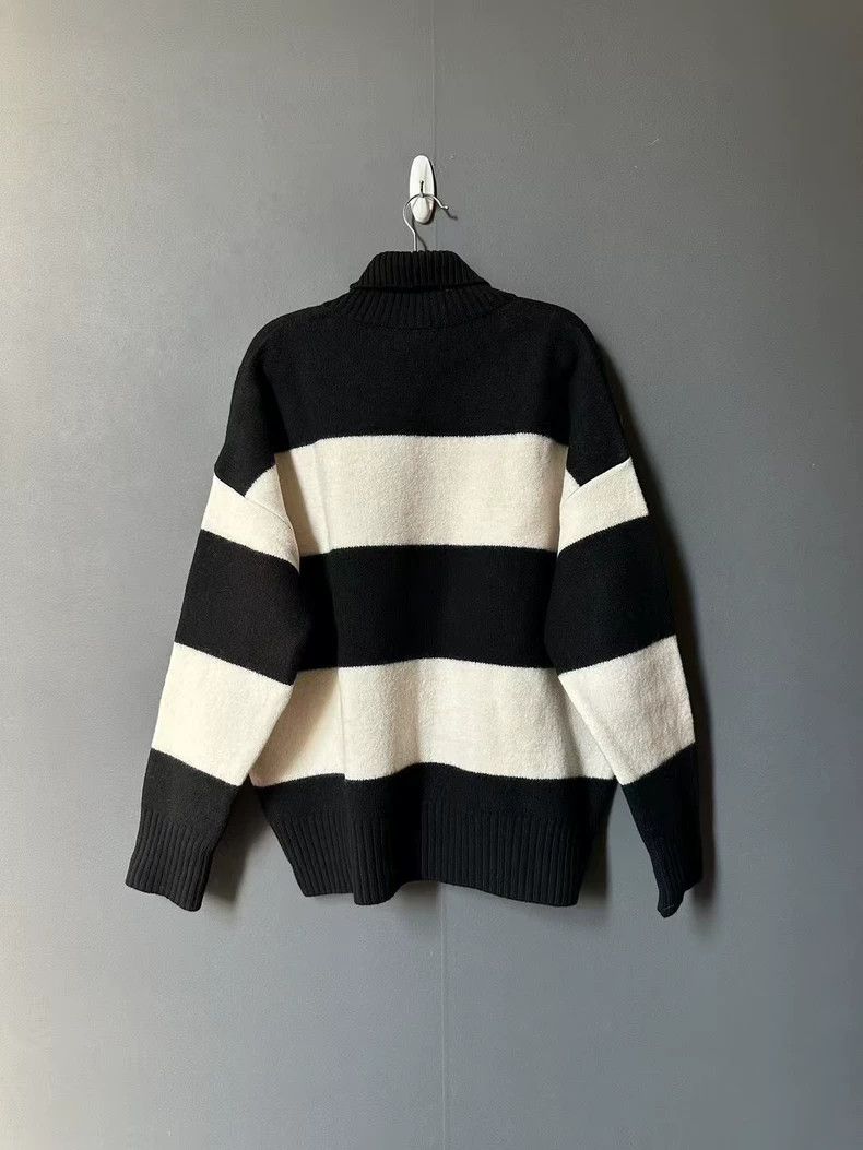 AMI Striped Turtleneck Sweater with Heart Design-yf Size US M / EU 48-50 / 2 - 2 Thumbnail