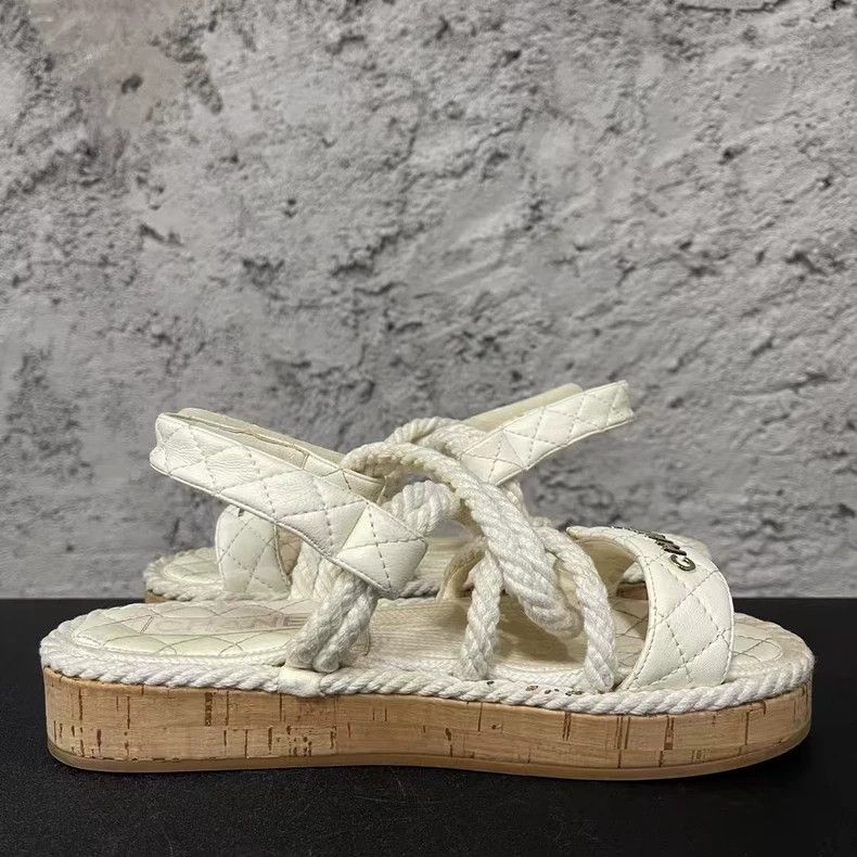 Chanel Chanel White Sandals with Rope Detail-yf Size US 6 / EU 39 - 4 Thumbnail