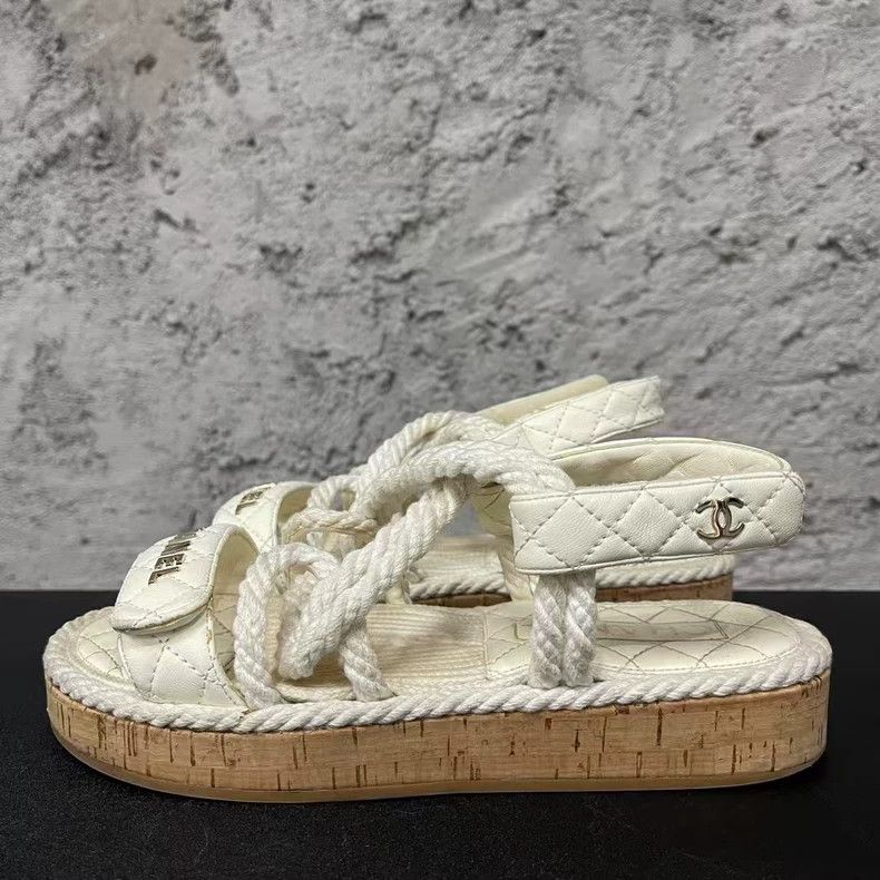 Chanel Chanel White Sandals with Rope Detail-yf Size US 6 / EU 39 - 2 Thumbnail