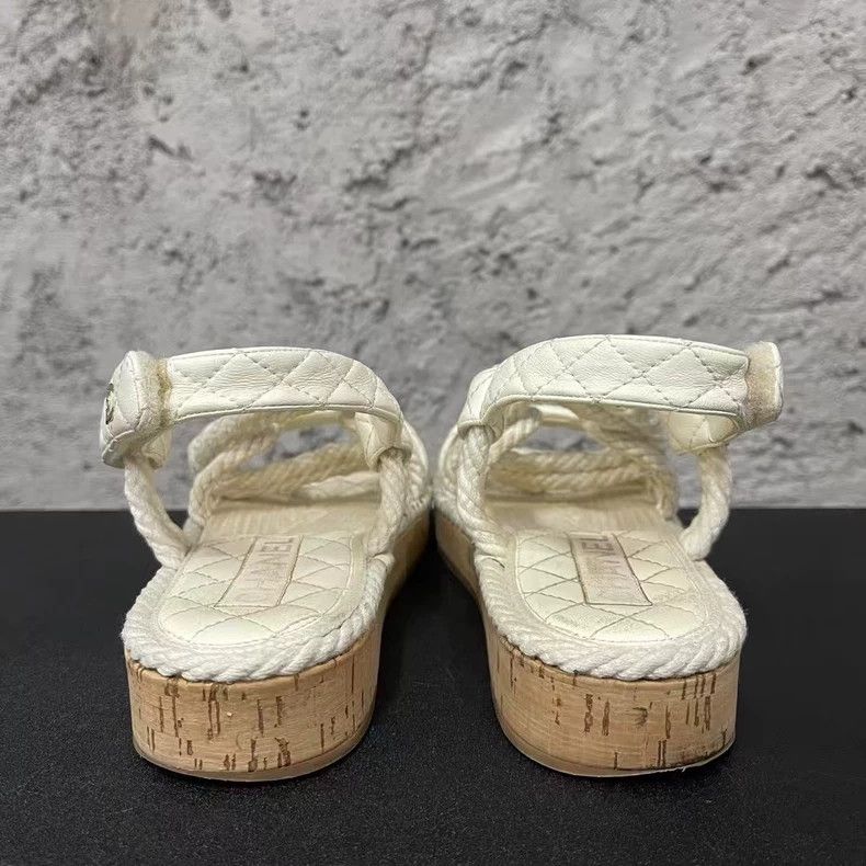 Chanel Chanel White Sandals with Rope Detail-yf Size US 6 / EU 39 - 3 Thumbnail