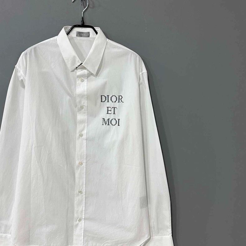 Dior White Sequin Logo Shirt by Dior-yf Size US M / EU 48-50 / 2 - 3 Thumbnail