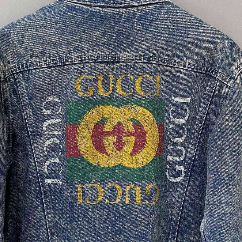 Gucci Distressed Logo Denim Jacket by Gucci-yf Size US M / EU 48-50 / 2 - 5 Thumbnail